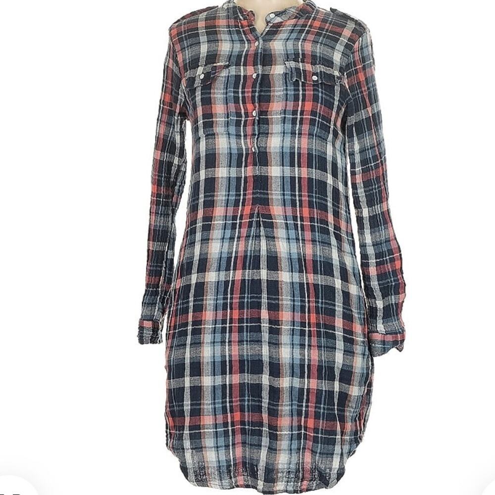Velvet by Graham & Spencer Plaid Cotton Shirt Dress Women’s Medium